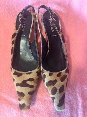 Prada cheetah pony hair kitten heels